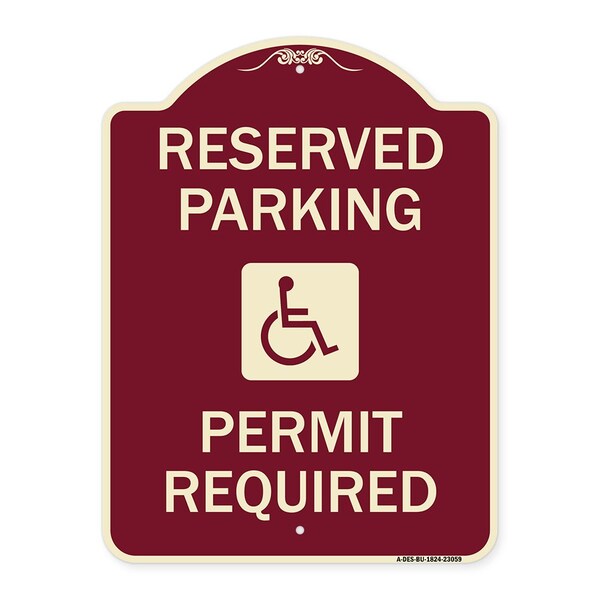 Reserved Parking Permit Required W/ Graphic Heavy-Gauge Aluminum Sign, 24" x 18", BU-1824-23059
